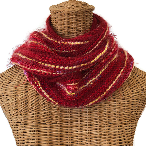 Hand Knit Scarf Red FUSION