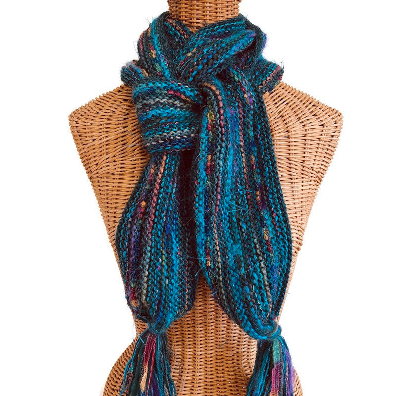 Hand Knit Scarf Teal FUSION