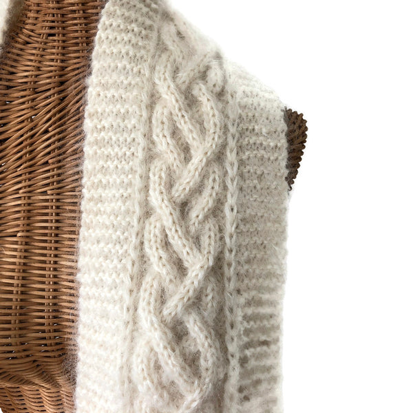 cabled white mohair scarf