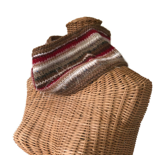 Cowl Brown Red Stripe