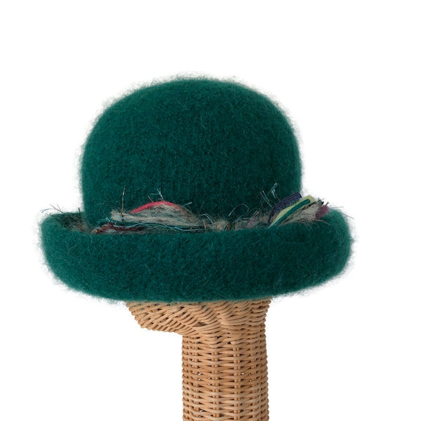 Bowler Style Felted Hat Green Wool