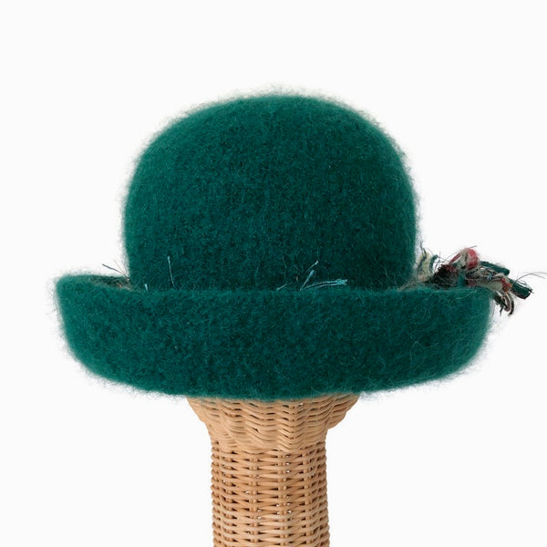 Bowler Style Felted Hat Green Wool