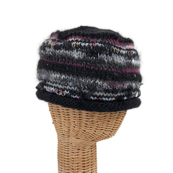 black hand knit beanie
