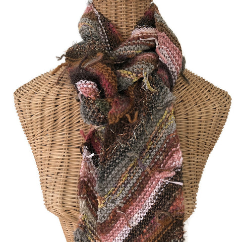 Boho Style Scarf Brown Bias Knit