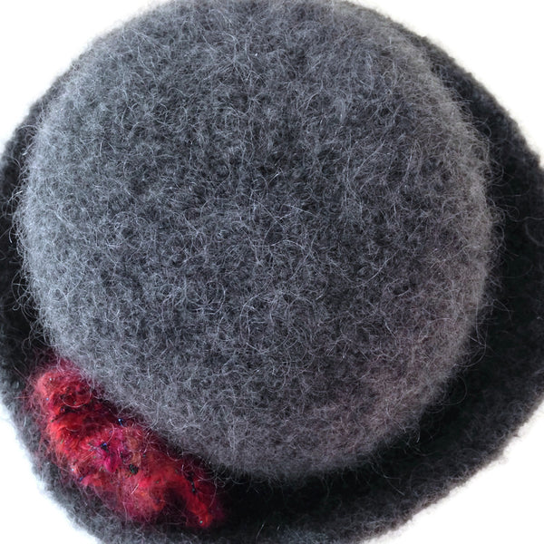 Bowler Style Felted Hat Gray Wool