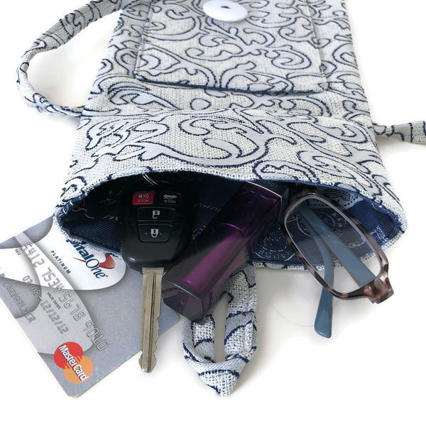 Tag Along Bag Blue Gray Woven