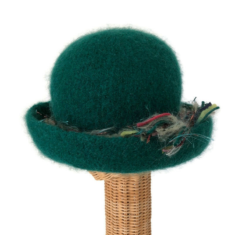 Bowler Style Felted Hat Green Wool