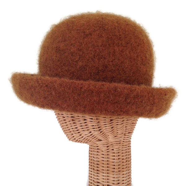 Bowler Style Felted Hat Brown Wool