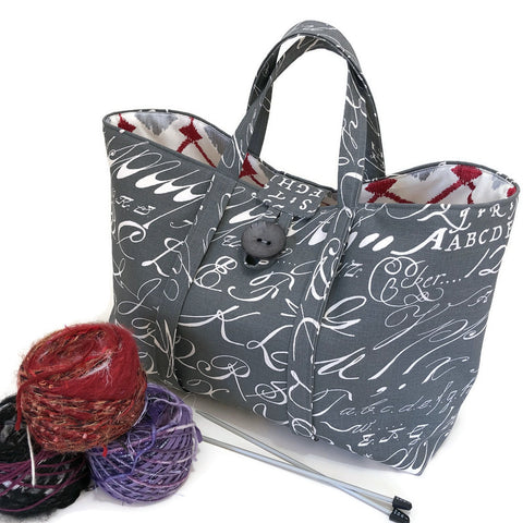 Gray Twill Knitting Bag