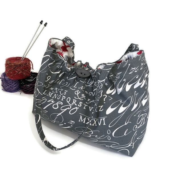 Gray Twill Knitting Bag