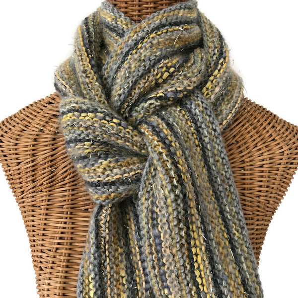 Hand Knit Scarf Gray FUSION