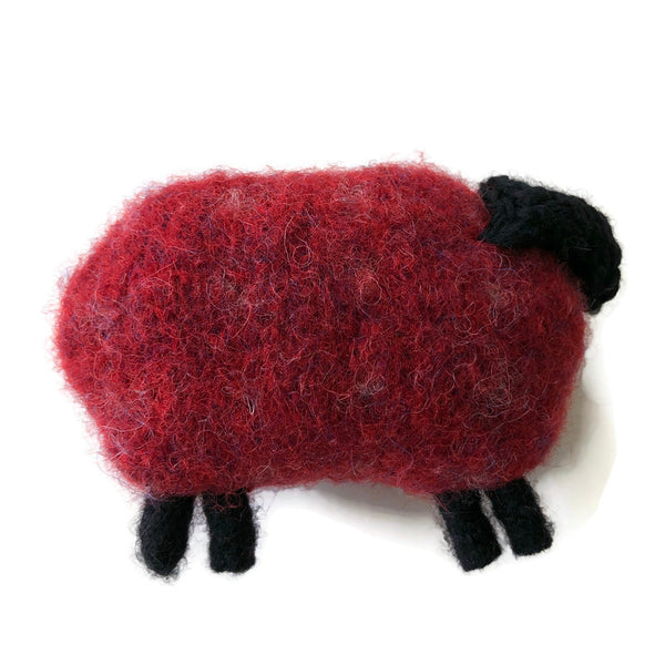 Felted Sheep Hand Warmers Red