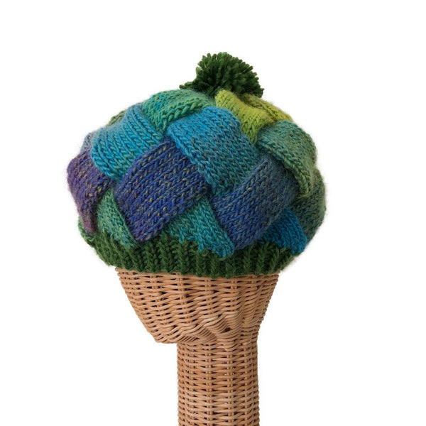 Entrelac Hat Vibrant Green
