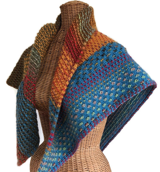 Triangular Scarf Shawl Multi Colored Wool Mohair