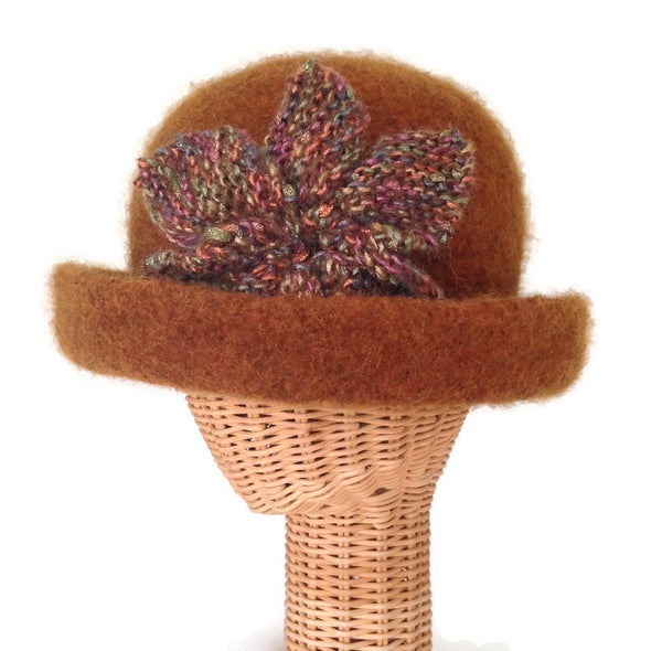 Bowler Style Felted Hat Brown Wool