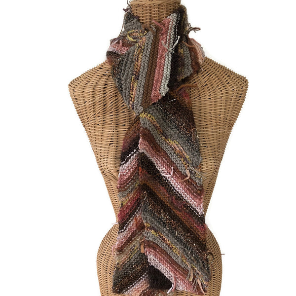 Boho Style Scarf Brown Bias Knit