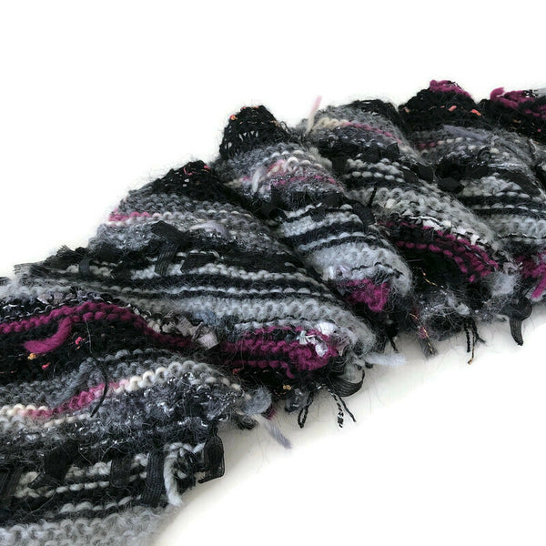 Boho Style Scarf Black Bias Knit