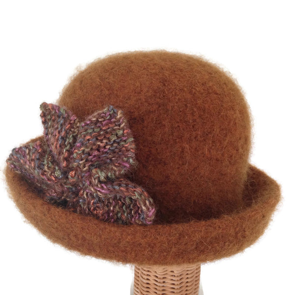 Bowler Style Felted Hat Brown Wool