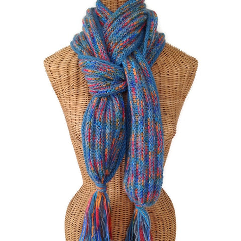 Hand Knit Scarf Blue