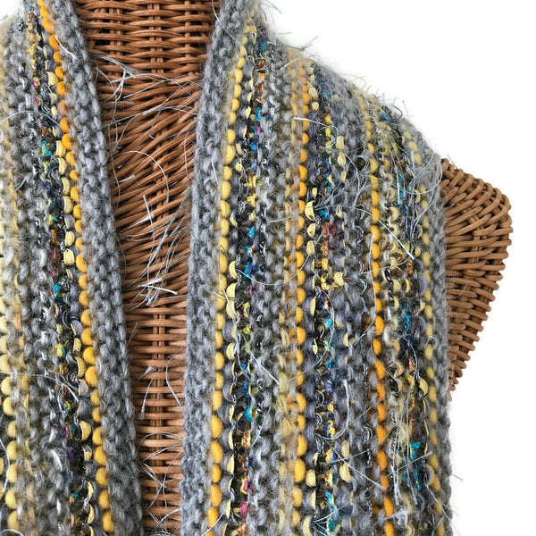 Hand Knit Scarf Gray FUSION