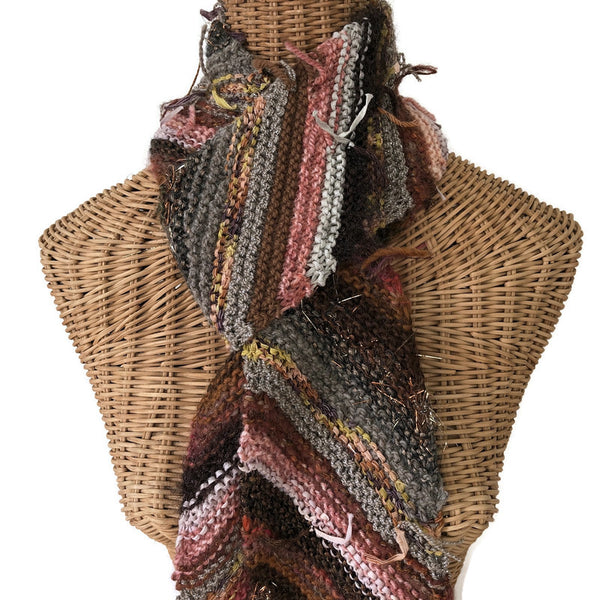 Boho Style Scarf Brown Bias Knit