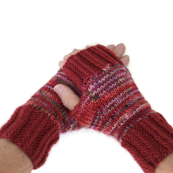 Fingerless Mitts Red