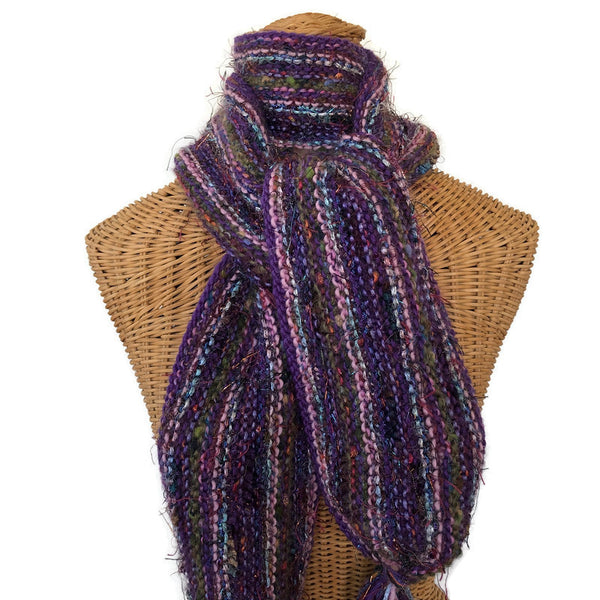 Hand Knit Scarf Purple FUSION