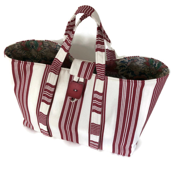 Large Knitting Bag Red and White Stripe