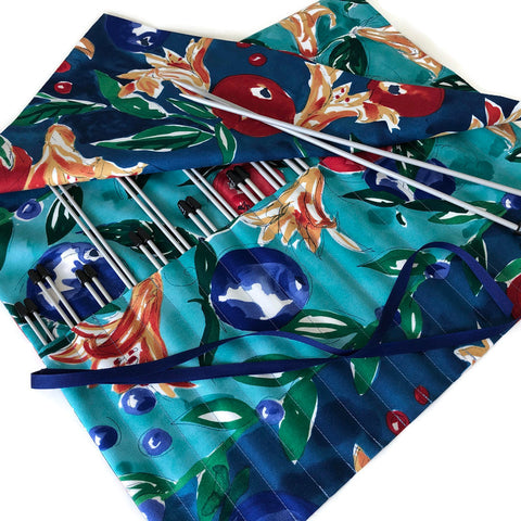 15 Pocket Straight  Needle Roll Up Blue Teal