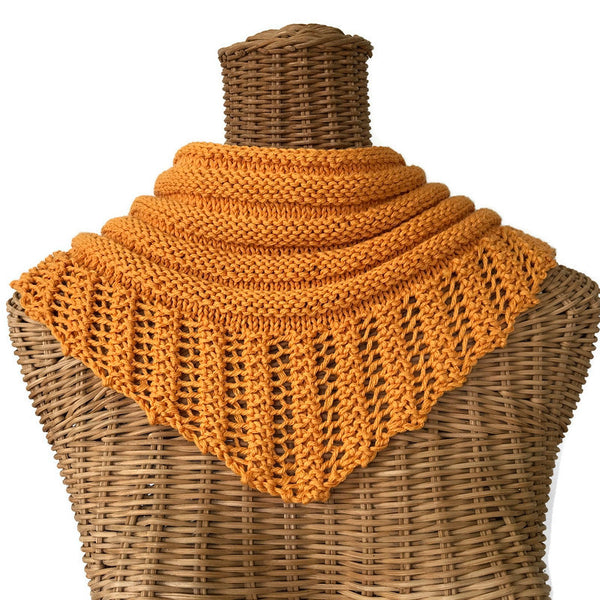 Lacy Knit Scarf Cotton Wool Mustard Yellow