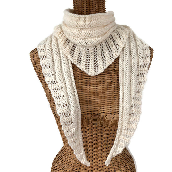 Lacy White Scarf Lightweight Wool
