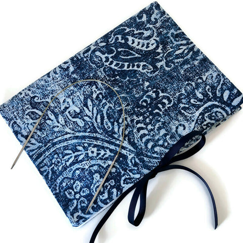 Circular Needle Case Blue Vintage Ikat