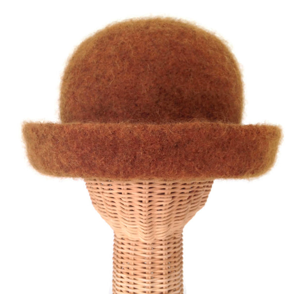 Bowler Style Felted Hat Brown Wool