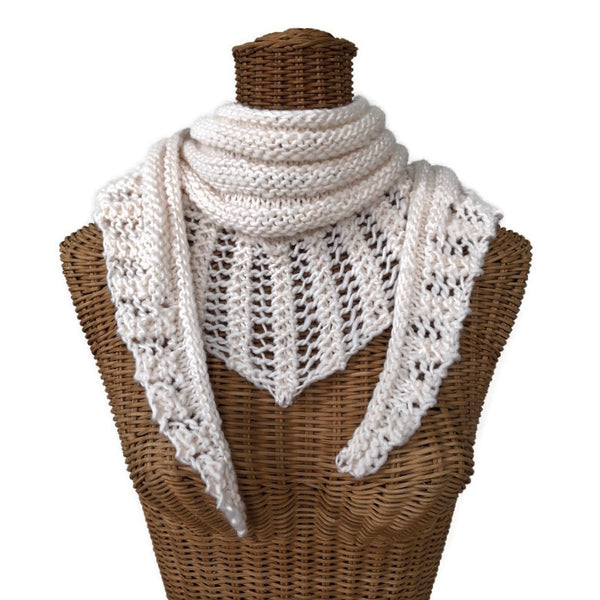 Lacy Knit Scarf Wool & Mohair White