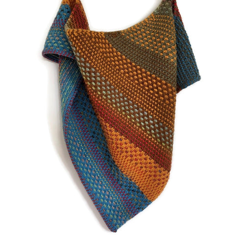Triangular Scarf Shawl Multi Colored Wool Mohair