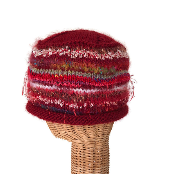 red hand knit beanie