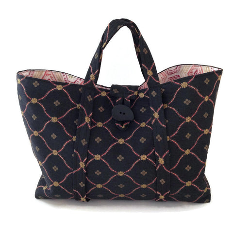 The Large Knitting Bag Black Lattice