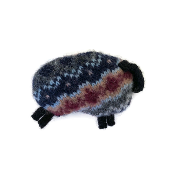 Felted Sheep Hand Warmers Blue Fair Isle