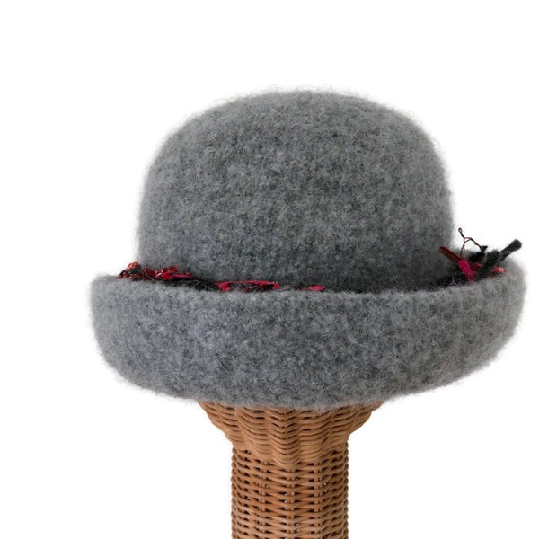 Bowler Style Felted Hat Gray Wool