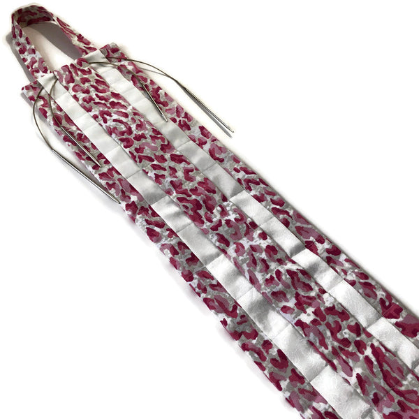 Hanging Circular Needle Organizer Pink and White Faux Animal Print