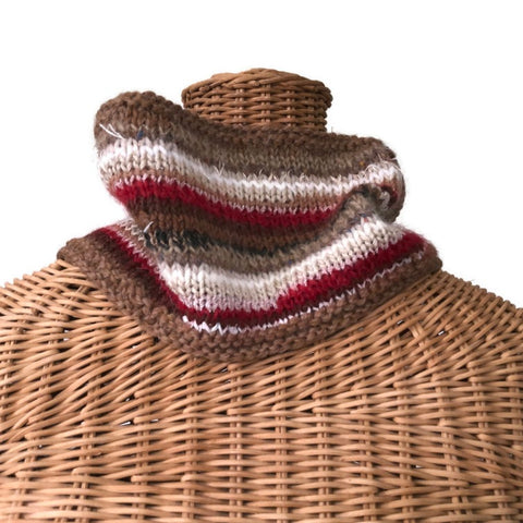 Cowl Brown Red Stripe