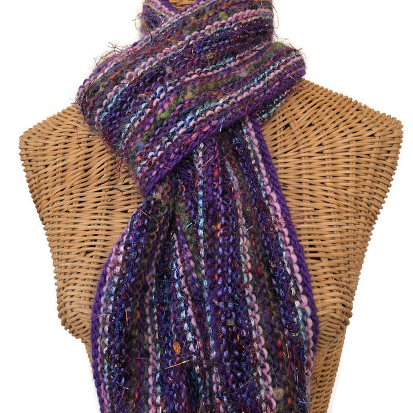 Hand Knit Scarf Purple FUSION