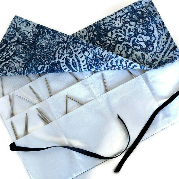 Circular Needle Case Blue Vintage Ikat