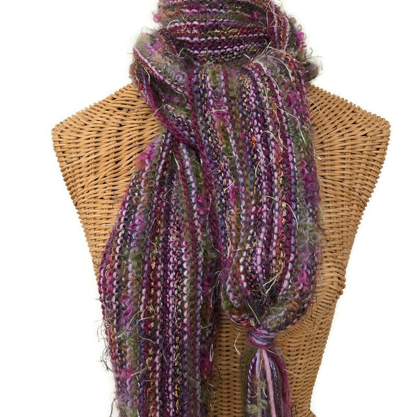 Hand Knit Scarf Mauve FUSION