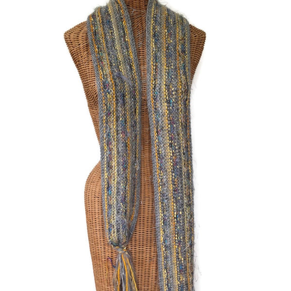 Hand Knit Scarf Gray FUSION