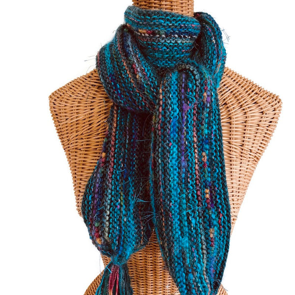 Hand Knit Scarf Teal FUSION
