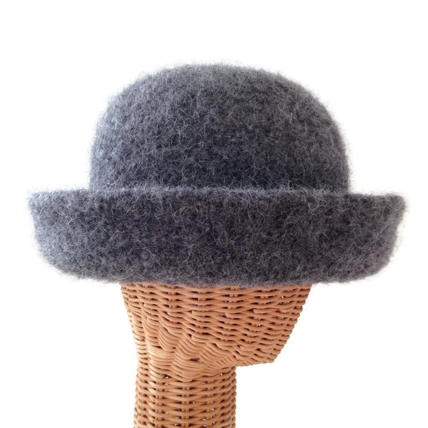 Bowler Style Felted Hat Gray Wool