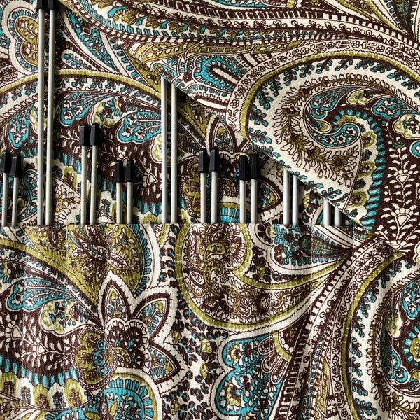 15 Pocket Straight  Needle Roll Up Green Paisley