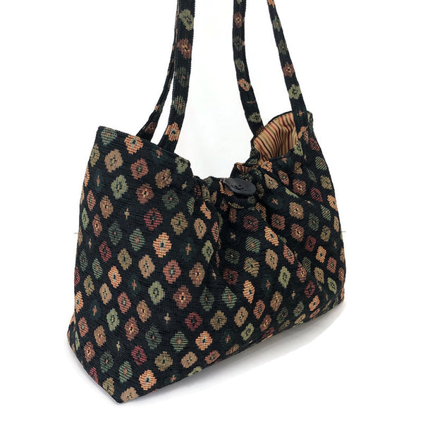black shoulder knitting bag
