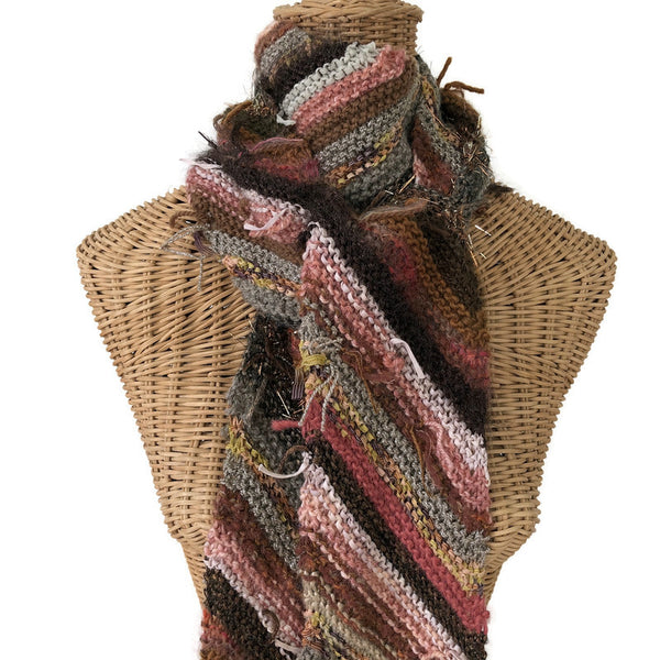 Boho Style Scarf Brown Bias Knit